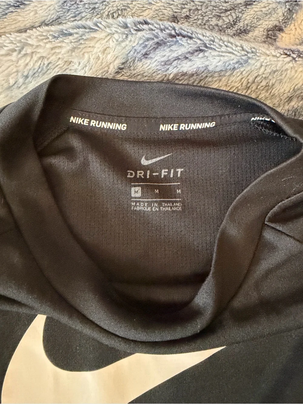 Nike Black Dri-FIT Long Sleeve Top with White Swoosh